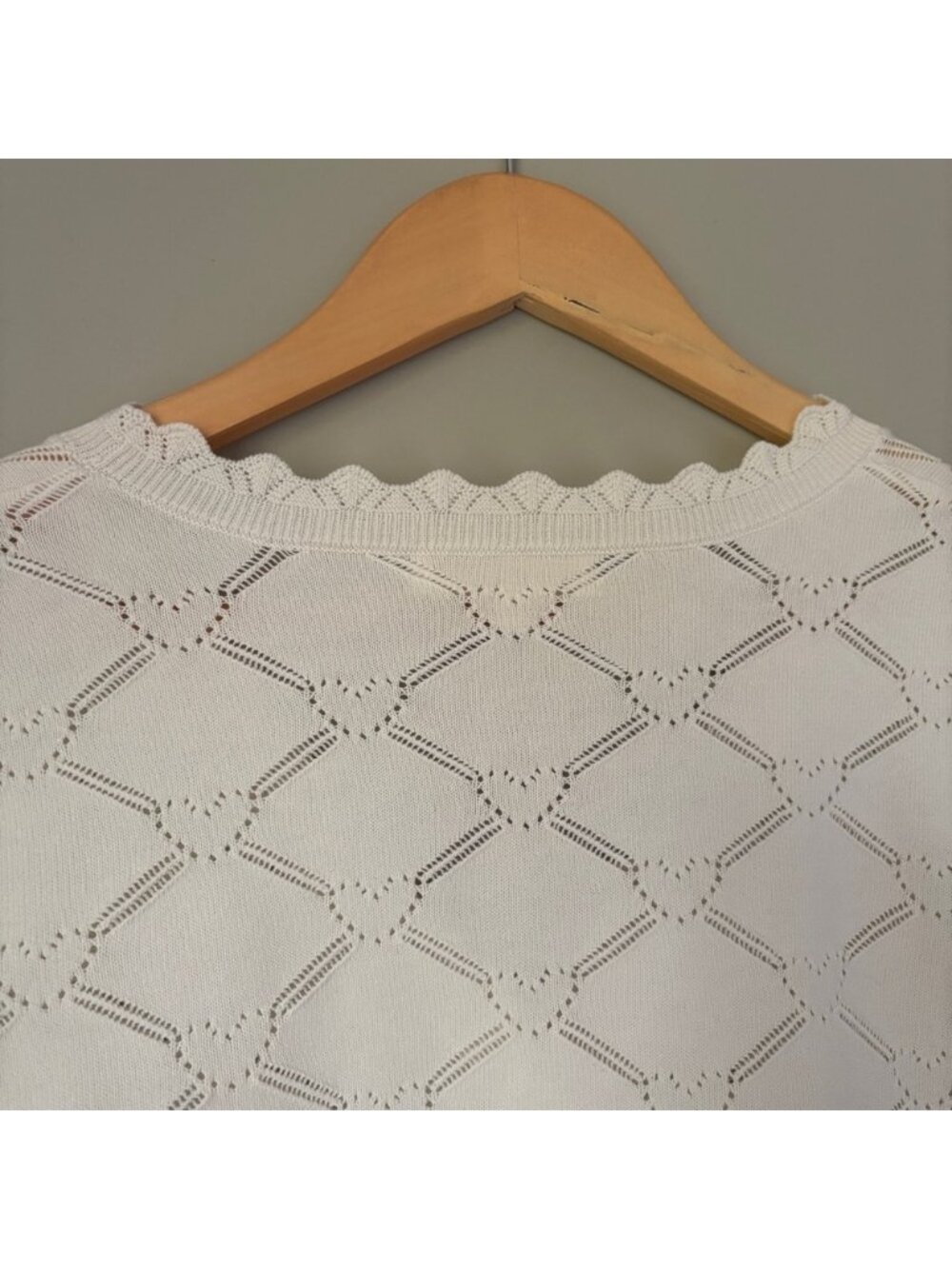 NWT LoveShackFancy Petra Knit Heart Argyle Cardigan Parchment Cream Ivory | S - Picture 11 of 14